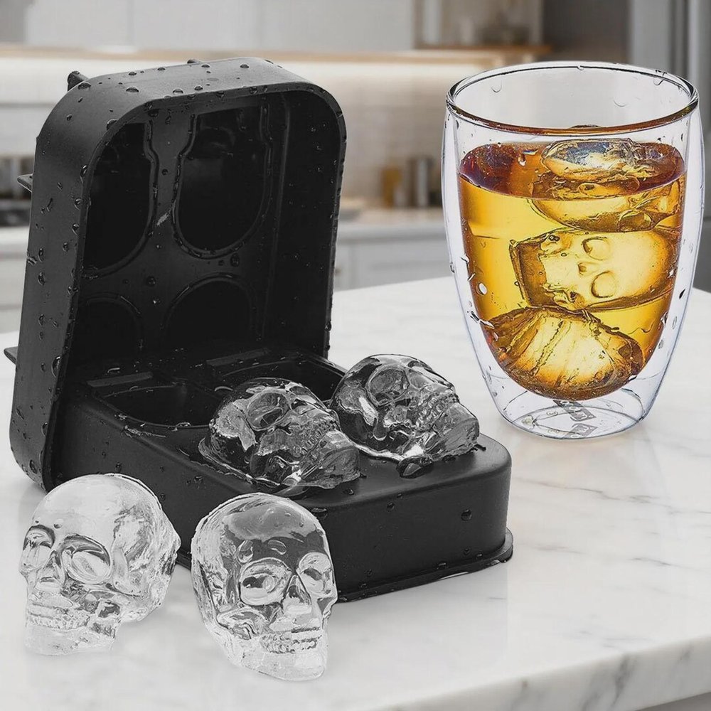 Moule à glaçons en silicone tête de mort 3D